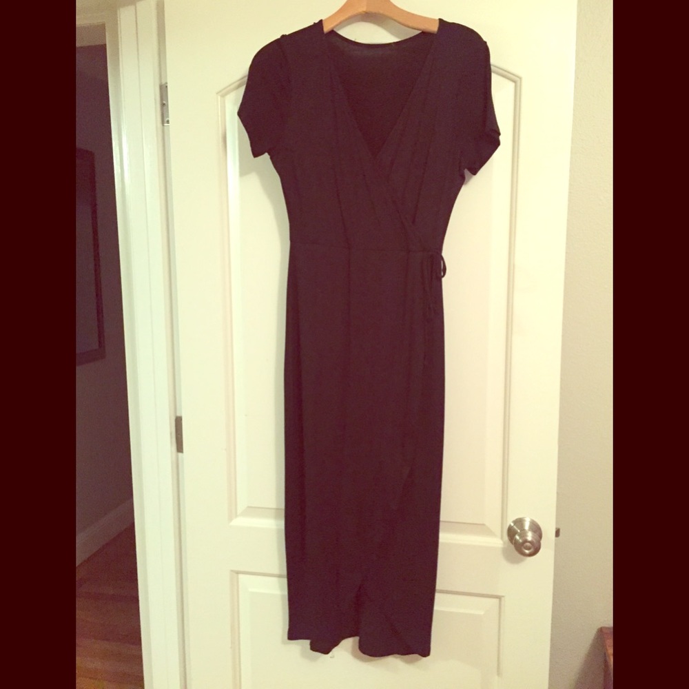 Black faux wrap dress